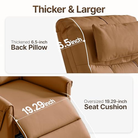 AIRSKY Leather Recliner Chair, Top Grain Leather, Italian Water-Washing Process, Movable Headrest,Swivel Rocker Recliner, Nursery Rocking Chairs,Wall Hugger Recliners, Living Room Chair, R3 (Brown) AIRSKY