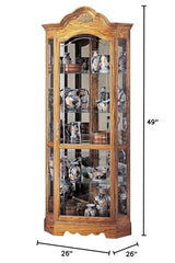 Howard Miller Bethe Corner Curio Cabinet, Golden Oak Finish with Lights Storage Cabinet - Adjustable Glass Shelves, Level Display Cases for Decorative Items, Collectibles, Living Room & Office Howard Miller