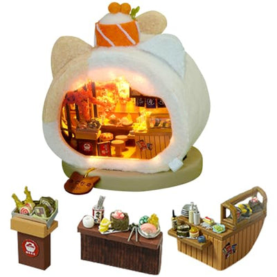 TOPBSFARNY 3D Wooden Book Stand Puzzle DIY Dollhouse Wood Nook Model Building Kit with LED Light for Adults to Build Creativity Christmas Halloween