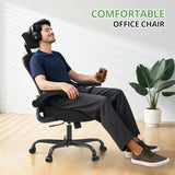 Office Chair Ergonomic Desk Chair, 330LBS Capacity, High Back Computer Chair for Long Hours Comfortable, Rolling Swivel Executive Task Chair for Home Office with Flip-up Armrests, Black Synorla
