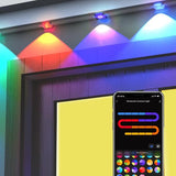 Permanent Outdoor Lights for House, DIY Scene for Halloween, Christmas, 48ft Smart Christmas Light Outdoor with 30 RGB+IC Permanent Christmas Lights, IP67 Waterproof, Work with Google Assistant,Alexa MJHH