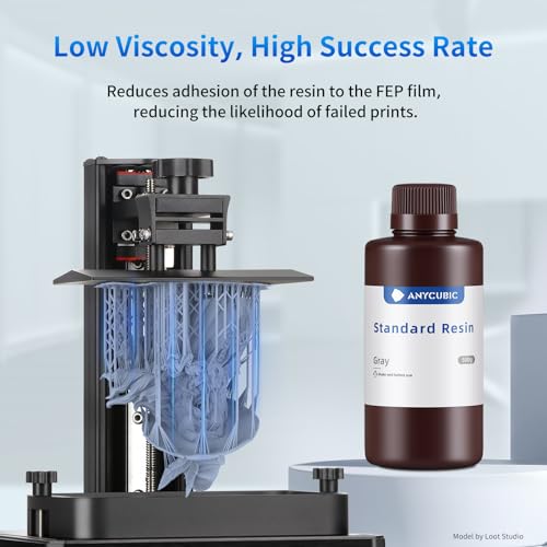 ANYCUBIC 3D Printer Resin, 405nm SLA UV-Curing Resin with High Precision and Quick Curing & Excellent Fluidity for LCD 3D Printing (Grey, 500g) ANYCUBIC