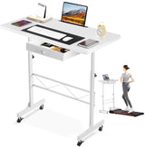 COMHOMA Small Standing Desk Adjustable Height Small Computer Desk Mobile Portable Rolling Laptop Table with Wheels 32" Computer Workstation Sit Stand Desks Portable Standing Table Treadmill desks COMHOMA