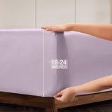 Vonty Extra Deep Pocket Full Sheet Sets - Cooling & Silky Satin Full Size Sheets with 18-24 Inch Deep Pocket, Luxury Lavender Satin Bed Sheets Fit Up to 24" Deep Mattress - 4 Piece Vonty