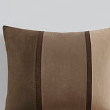 Madison Park Palisades Comforter Set Modern Faux Suede Pieced Stripe Design, All Season Down Alternative Cozy Bedding with Matching Shams, Decorative Pillows, King(104"x92"), Brown 7 Piece Madison Park