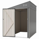 YOPTO 4x8 FT Outdoor Storage Shed,Lean to Lockable Metal Garden Shed Steel with Reinforced Beams,All Weather Waterproof Storage House W/Lockable Door&2 Air Vents,for Backyard,Patio,Lawn,Garden,Gray YOPTO