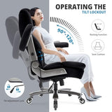 Fabric Big and Tall Office Chair 700lbs-High Back Executive Cloth Computer Chair with Adjustable Lumbar Support 3D Flip Arms Plus Size Rubber Wheels-Extra Wide Large Desk Chairs, Heavy Duty Metal Base VUZI
