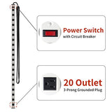20 Outlet Heavy Duty Metal Socket Power Strip,15-Foot Long Extension Cord with Circuit Breaker. Mounting Brackets Included,Workshop/Industrial use,ETL Certified oviitech