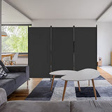 Spurgehom 3 Panel Rolling Room Divider, Folding Partition Privacy Screens, Freestanding Fabric Room Panel, Portable Folding Wall Divider for Office, Room, Restaurant, Hospital (Black) Spurgehom