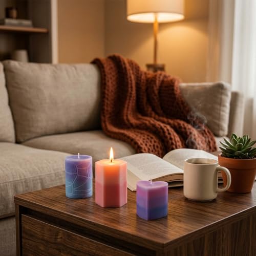 VIPFIT 8 Piece Silicone Candle Molds, 2mm Thickened Reinforced Design, Tear-Resistant Molds for Pillar and Votive Shapes, Easy Release, Includes Cylinder, Hexagon, Heart, Moldes para Velas (8)