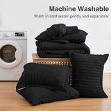Love's cabin Seersucker Black Queen Comforter Set, 7-Piece All Season Lightweight Bed in a Bag Bedding Set with Comforter, Flat Sheet, Fitted Sheet, Pillowcases and Shams Love's cabin