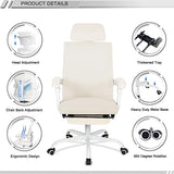 Qulomvs Mesh Ergonomic Office Chair with Footrest Home Office Desk Chair with Headrest and Backrest 90-135 Adjustable Computer Executive Desk Chair with Wheels 360 Swivel Task Chair Qulomvs