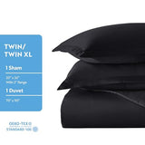 ienjoy Home Beckham Luxury Soft Brushed 1800 Series Microfiber Duvet Cover Set - Hypoallergenic, TWIN, Black Linen Market