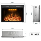 Benrocks 36” Electric Fireplace Inserts with Glass Door and Mesh Screen, Multicolor Flames & Fire Crackling Sounds, Timer, Overheating Protection Fireplace Heater, 750/1500W Benrocks