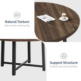 IDEALHOUSE 47" Round Dining Table for 4, Kitchen Dining Room Table with Sturdy Metal Frame, Wood Circle Kitchen Table for Space Saving -Brown IDEALHOUSE