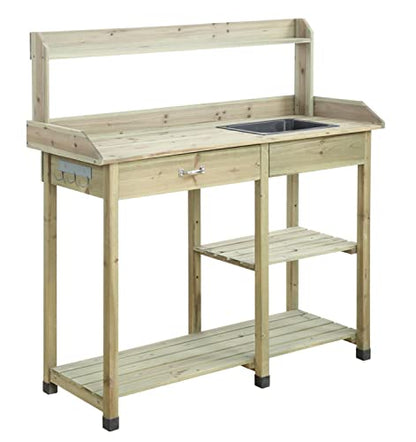 Convenience Concepts Deluxe Potting Bench, Natural Fir - WoodArtSupply