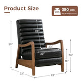 CANMOV Push Back Recliner Chair Set of 2, Faux Leather Pushback Reclining Chair with Padded Seat, Wingback Recliner Single Sofa Recliner for Living Room Apartment, Brown