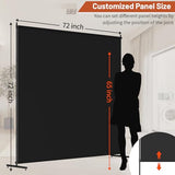 Room Divider, 72x72Inch Large Single Panel Privacy Screen with Thickened Fabric,Freestanding Partition Wall for Room Separation,Portable for Indoor Office,Bedroom,Outdoor Patio,Black FCCRETA