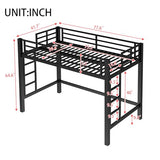 Bellemave Loft Bed Twin Size, Heavy Duty Loft Bed Frame with 2 Build in Ladder and Full Length Guardrail, Easy Assemble, Noise Free Design, No Box Spring Needed, Black Bellemave