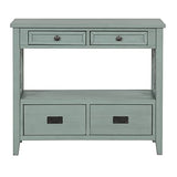 Knocbel Farmhouse Entry Console Table with 2 Storage Drawers 2 Cabinets and Open Shelf, Entryway Hallway Living Room Kitchen Sofa Table, 36.02" W x 12.99" D x 31.5" H, Retro Blue Knocbel