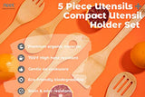 Neet Wooden Spoons For Cooking 6 Piece Organic Bamboo Utensil Set With Holder Wood Kitchen Utensils Spatula Spoon For High Heat Stirring In Nonstick Pots & Pans Quality Gift & Everyday Use NEET