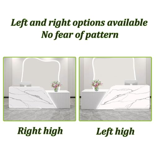 Reception Desk with Counter, Modern Wooden Reception Desk with Drawer & Cabinet, Retail Checkout Counter, Front Table, Customer Service Table for Home Office Lobby Store (White, 71 * 23.6 * 39.3in-L) WoodArtSupply