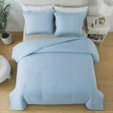 Caressma Full Size Light Blue Comforter Set 3 Pieces, Lightweight Down Alternative Soft Boho Bedding Comforter Set, Breathable Fluffy Microfiber Skin-Friendly Comforter for All Seasons Caressma