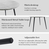 HIPIHOM 43.3"-59.1" Extendable Round Dining Table Set, Kitchen Table for 6 Person with Scratch-Resistant Thickened MDF Board, Gray Coffee Table w/Metal Legs HIPIHOM
