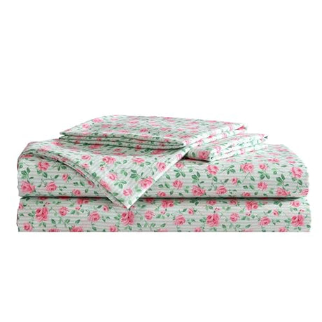 Betsey Johnson - Twin XL Bed Sheets, Fade & Wrinkle Resistant Bedding Set with Matching Sham(s), Soft & Lightweight Bedding Essentials (Flower Fun Green, Twin XL) Betsey Johnson