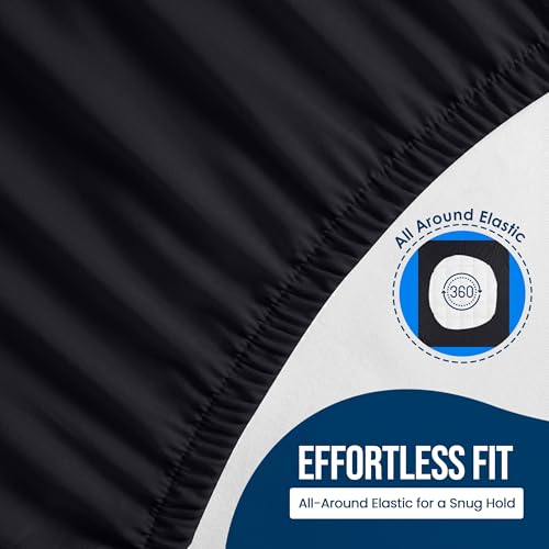 Queen Size Mattress Protector Waterproof, Premium 200 GSM Terry Mattress Cover, Soft & Breathable Bed Cover, Fitted Sheet Style Stretchable Deep Pockets 17" by Utopia Bedding (Black) Utopia Bedding