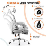 Sweetcrispy Office Computer Desk Chair with Footrest,Ergonomic High-Back Mesh Rolling Work Swivel Chairs with Wheels,Comfortable Lumbar Support,Comfy Arms for Home,Bedroom,Study,Student,Light Grey Sweetcrispy
