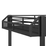 Bellemave Metal Full Over Full Size Bunk Bed Frame with Storage Drawers and Shelves,Heavy Duty Kids Bunk Beds with LED Lights and Charging Station for Teens,Adults,Convertible into a Sofa Bed,Black Bellemave