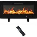 DUMOS 36" Freestanding Electric Fireplace, 1500W/750W Wall Mounted or Recessed Insert Fireplaces Heater with Remote Control,13 Adjustable Flame Color, 12H Timer, Touch Screen，Charcoal DUMOS