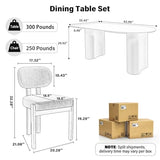 HAIZAO Modern Dining Table Set for 4, 5 Pieces Cream Kitchen Table Set,63Inch White Oval Dining Table with 4 Beige Chairs for Apartment Large Space HAIZAO