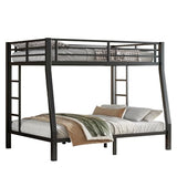 Bellemave Metal Full XL Over Queen Bunk Bed with High Guardrail & Under-Bed Storage, Heavy Duty Bunk Beds Frame with 2 Side Ladders, Full Over Queen Bunk Bed for Adults, No Box Spring Needed, Black Bellemave
