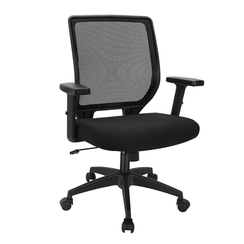 Schwake Ergonomic Office Chair Home Mesh Desk Chair with Adjustable Arms - Mid Back Computer Chairs for Adults - Swivel Task Chair Comfortable for Home Office (Black) Schwake