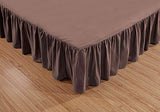Sheets & Beyond Wrap Around Solid Microfiber Luxury Hotel Quality Fabric Bedroom Gathered Ruffled Bedding Bed Skirt 14 Inch Drop (Full, Brown) Sheets & Beyond