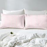 Manfei Striped Duvet Cover Set Full Size,Minimalist Vertical Stripes Bedding Set 2 Pcs for Boys Girls Adults,Modern Style Pink White Comforter Cover(No Filler),Line Art Quilt Cover Manfei