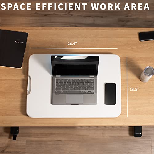 VIVO Ultra-Slim Single Top Height Adjustable Standing Desk Riser, Compact Sit Stand Desktop Converter for Monitor or Laptop, White, DESK-V001JW VIVO