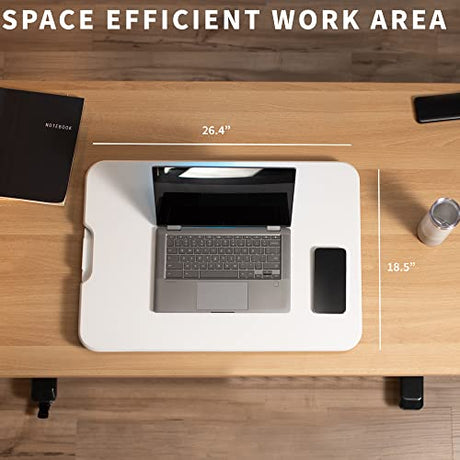 VIVO Ultra-Slim Single Top Height Adjustable Standing Desk Riser, Compact Sit Stand Desktop Converter for Monitor or Laptop, White, DESK-V001JW VIVO