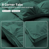 UNIKOME Pinch Pleat Goose Feather Down Comforter - 20% Extra Fill, 90oz, All Season Duvet Insert with 100% Cotton Cover, Cloud-Like Fluffiness (Green, Queen/Full, 90"X90") UNIKOME