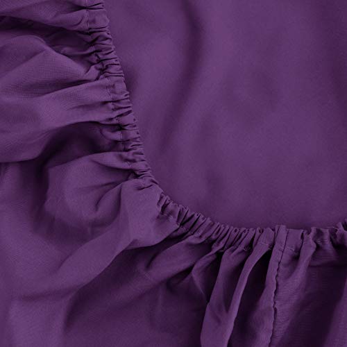Sfoothome Fitted Bottom Sheet for Mattress, Single Twin Size Purple Microfiber Fitted Sheet with Deep Pocket Sfoothome