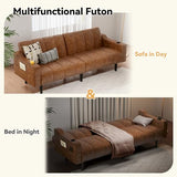 Chfeloai 80'' Futon Sofa Bed,Faux Leather Futon Sleeper Sofa, Convertible Loveseat with Adjustable Sofa Backrest,Modern Couches for Living Room, Bedroom, Apartment, Office (Dark Brown) Chfeloai