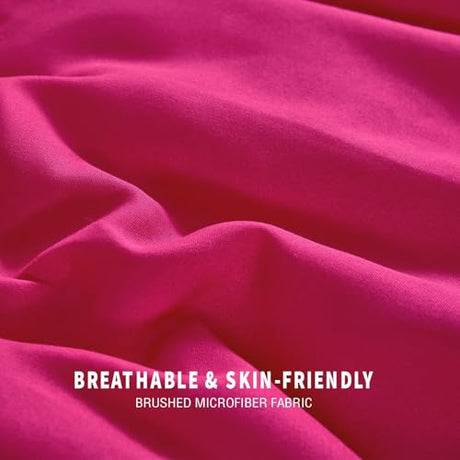 Exclusivo Mezcla Lightweight Reversible Twin Size Comforter Set, Down Alternative Comforter with 1 Pillow Sham, Twin Size Bedding Set for All Seasons, Hot Pink/Bright Pink Exclusivo Mezcla