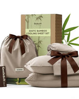 Bedsure Bamboo Viscose Cooling Sheets, Rayon Cotton Blend, Breathable & Buttery Soft King Size Sheets Set, Deep Pocket Up to 18", Hotel Luxury Bedding for Hot Sleepers, Simply Taupe Bedsure
