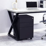 3 Drawer Mobile File Cabinet with Lock, Metal Filing Cabinet with Wheels, Under Desk Storage Cabinet for Home Office, Fully Assembled, Black WoodArtSupply