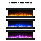 Valuxhome 3-Sided Electric Fireplace, 42 Inch Recessed and Wall Mounted Fireplaces, Built-in Fireplace Decorations for Living Room with Overheating Protection, Remote, Log & Crystals, Black Valuxhome