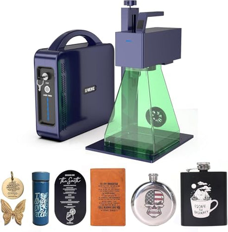 GWEIKE G2 Pro 30W Fiber Laser Engraver with 3D & Deep Engraving, 15000mm/s Fast Laser Engraver Machine, 110x110mm Working Area, Portable Laser Marking Machine for Metal, Jewelry, Leather, Dog Tags G·WEIKE
