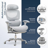 COLAMY Ergonomic Mesh Office Chair, High Back Desk Chair with Footrest, Adjustable Headrest and 3D Arms, Fixed Tilt Lock, Lumbar Support, Breathable Mesh Computer Chair for Home Office,Grey COLAMY