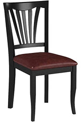 East West Furniture Avon Dining Faux Leather Upholstered Wooden Chairs, Set of 2, Black East West Furniture